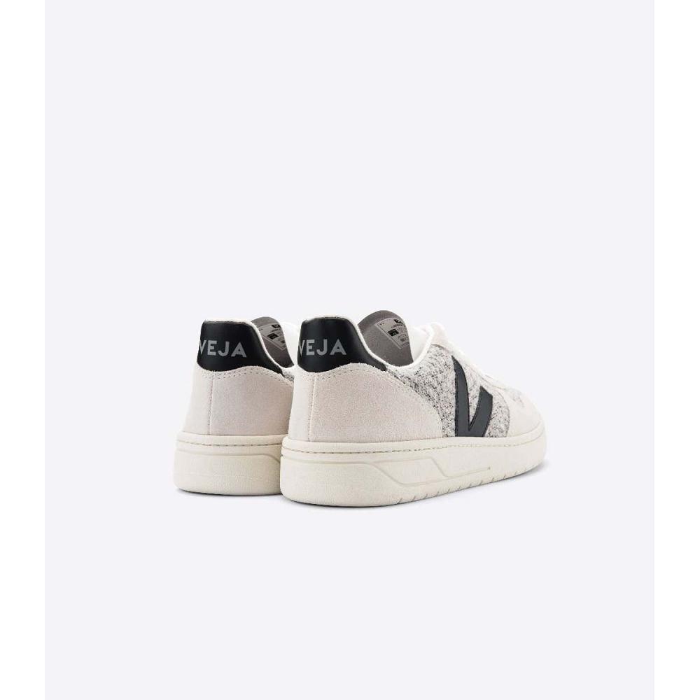 Veja V-10 FLANNEL Sneakers Dames White/Black | BE 643ZUT